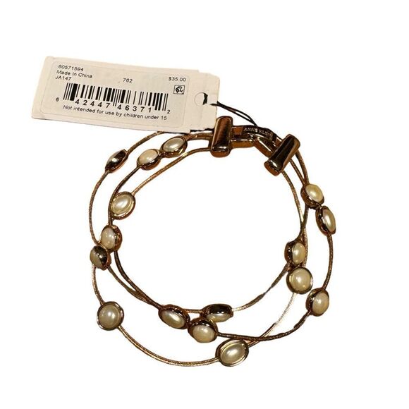 NWT Anne Klein Stone Station Triple-Row Flex Bracelet - Picture 3 of 5